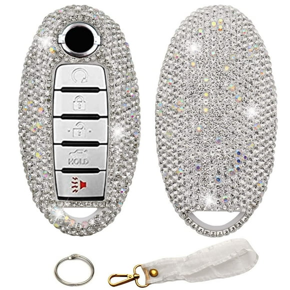 Ornater Key Fob Cover Compatible with Nissan Altima Maxima Murano Rogue Sentra Armada Sedan GTR Pathfinder Infiniti EX FX X G JX M Q QX Bling Crystal Diamond Key Shell (Silver)