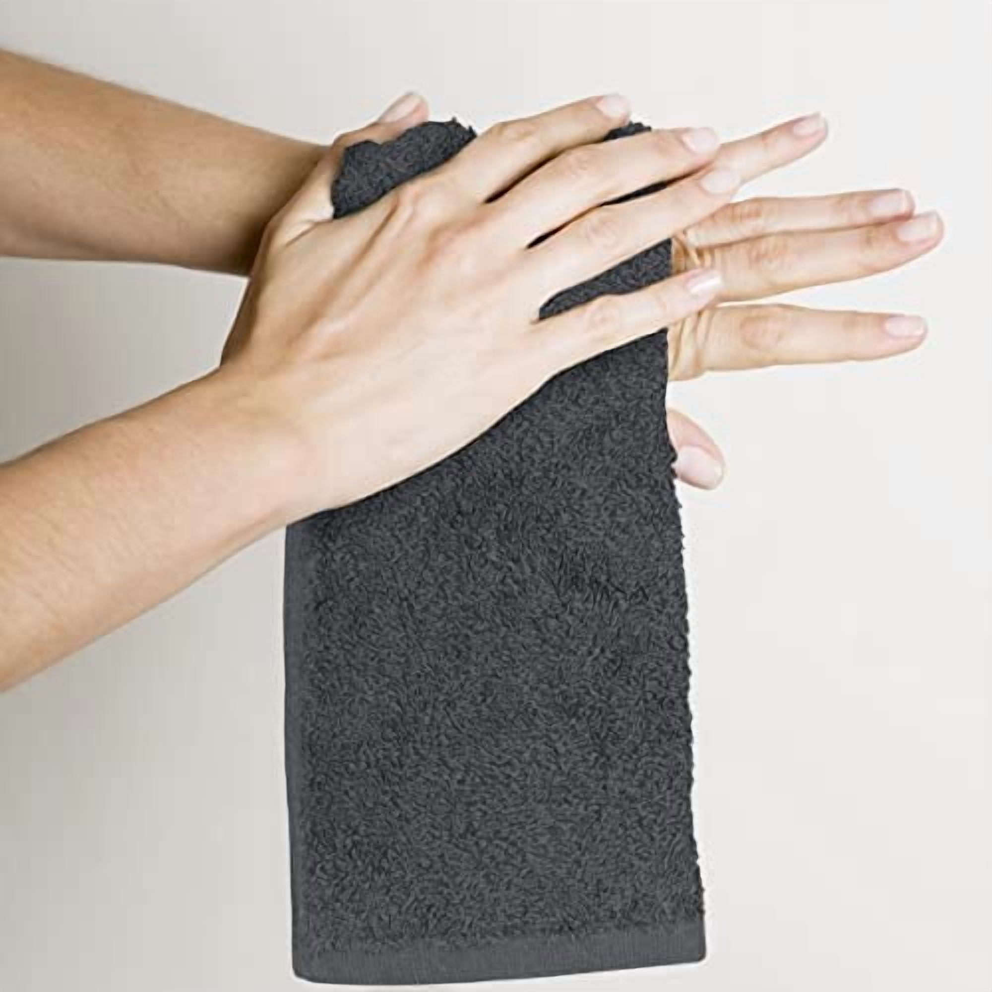 12 Pack Cotton Washcloths Set, 100% Ring Spun Cotton, Premium Flannel Face Cloths, Highly Absorbent and Soft Feel Fingertip Towels, Grey, White