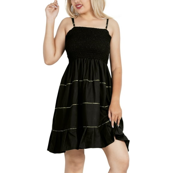 HAPPY BAY Women's Summer Boho Beach Backless Mini Flowy Tube Dress One Size Black, Plain