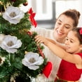 thumbnail image 5 of CuiLiyq 7" Poinsettias Artificial Christmas Flowers, 1 Pcs Large Glitter Christmas Poinsettia Picks, Floral Stalk for Christmas Tree Wreath Garland Decorations DIY Ornaments (White), 5 of 6
