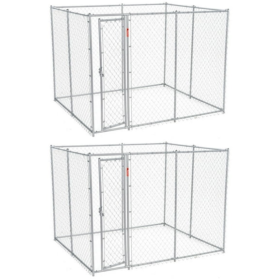 Lucky Dog Outdoor Chain Link Dog Kennel, Silver, 10'L x 10'W x 6H, 2 Pack