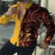 thumbnail image 1 of Camisa de lujo a la moda para hombre, con solapa y botones, color dorado, morado y azul, informal, con estampado de manga larga, cárdigan de fiesta para hombre, talla grande, 1 of 6