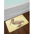 thumbnail image 2 of Vintage Yellow Bath Mat, Hand Sketch Style Pelican Bird Wildlife Inspired Animal Art, Plush Bathroom Decor Mat with Non Slip Backing, 29.5" X 17.5", Pale Yellow and Brown, by Ambesonne, 2 of 2