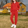 thumbnail image 6 of GiLiling Hoodie Sweatsuit Set for Boys Girls 2 Piece Hooded Sweatshirt Jogger Sweatpants Tracksuit Kids Athletic Solid Outfits (Red, 11-12 Years), 6 of 8