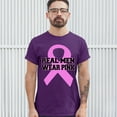 thumbnail image 3 of Tee Hunt Real Men Wear T-Shirt Breast Cancer Awareness Month Men's Novelty Shirt, Purple, X-Large, 3 of 5