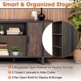 thumbnail image 5 of 72" Modern TV Stand for TVs up to 85" with Adjustable Cabinets, Open Storage Shelf & Metal Legs, Brown Wood Finish, 5 of 9