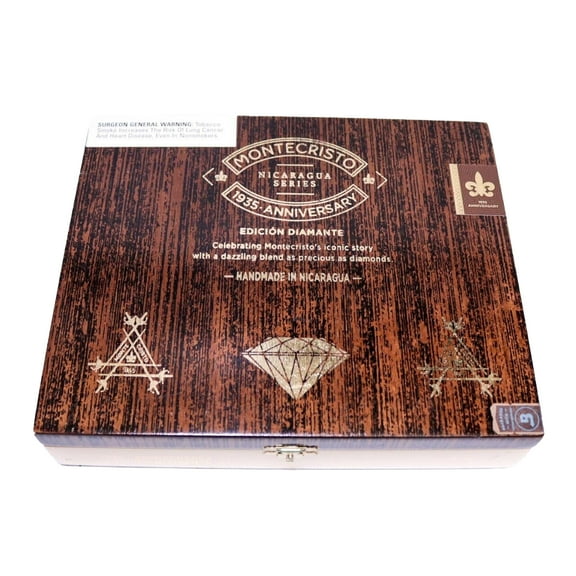Montecristo 1935 Edicion Diamante No. 2 Empty Wood Cigar Box 9" x 7.5" x 2"