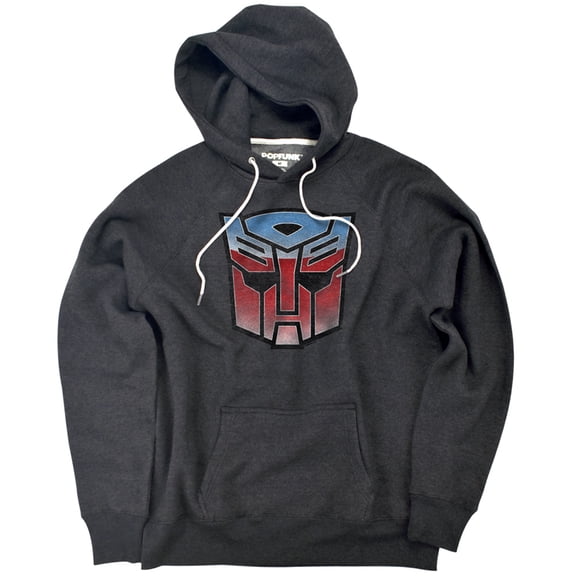 Transformers Vintage Autobot Logo Unisex Adult Slim Fit Pull-Over Heather Hoodie, Charcoal, Small