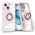 thumbnail image 2 of Phone Case for Apple iPhone 15 (6.1") Clear Transparent Back Hybrid with Rotate Ring Stand & MagSafe Compatible Shockproof Slim TPU PC Cover [Pink], 2 of 8