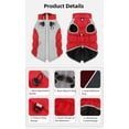 thumbnail image 3 of Large Dog Jacket with D-Ring, Dog Windproof Coat Raincoat,Pet Apparel Outfit with Reflective Strips, Winter Warm Vest for Medium Large Dog Red 2XL, 3 of 6