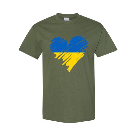 Ukraine Ukrainian Heart Love Flag Pride DT Adult T-Shirt Tee