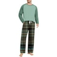 thumbnail image 4 of Fmbrln Mens Pajamas Sets 2 Piece Outfits Long Sleeve Crew Neck Shirts Tops and Drawstring Elastic Waist Plaid Pajamas Pants Sets Comfy Home Sleepwear Sets, 4 of 8
