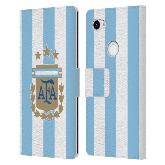 Head Case Designs Officially Licensed Argentina National Football Team 2024/25 Crest Kit Home Leather Wallet Case Compatible with Google Pixel 3a XL