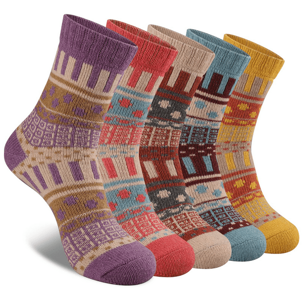COOPLUS Womens Winter Warm Socks Women Wool Socks 5 Pairs