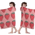thumbnail image 4 of Red Strawberry Plants Fruit Pink Pattern Hooded Bath Towel，60"x35" for Ages 3 To 12 Kids, Quick Dry Lightweight Soft Microfiber Hood Beach Towel Cover Up for Kids, 4 of 7