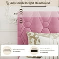 thumbnail image 5 of Full Bed Frame with Adjustable Headboard, Modern Linen Upholstered Platform Bed Frame with Wood Slats Support, No Box Spring Needed, Easy Assembly for Bedroom Apartment, Pink, 5 of 8