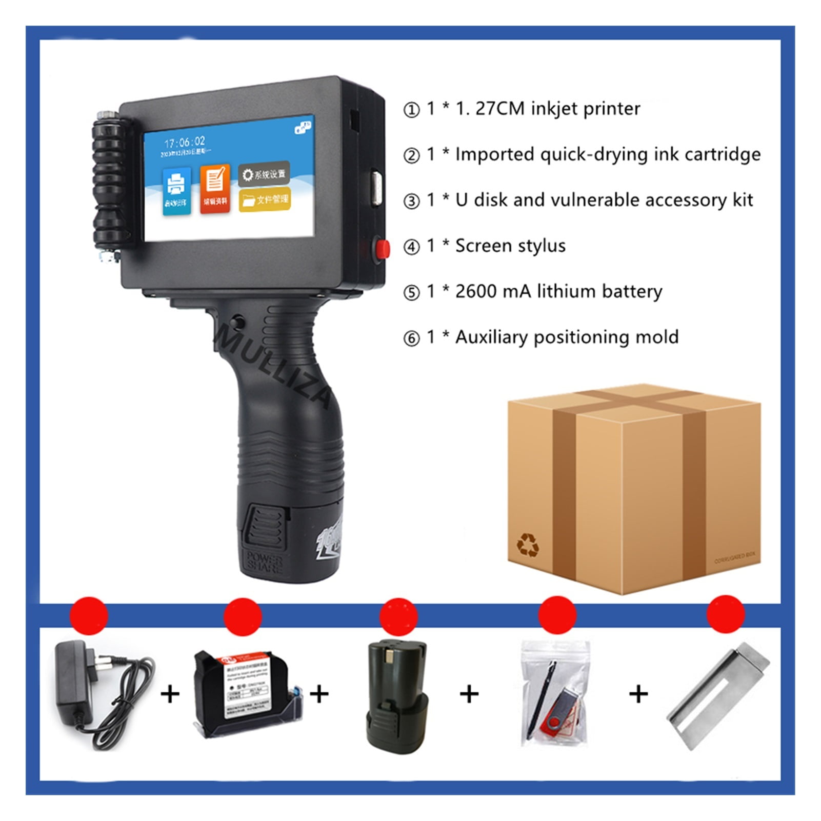 Handheld Inkjet Printer 12.7mm 18 Languages QR Bar Batch Code Date Number Logo Expiry Date Label Portable Jet Inkjet Printer ,Compact Design
