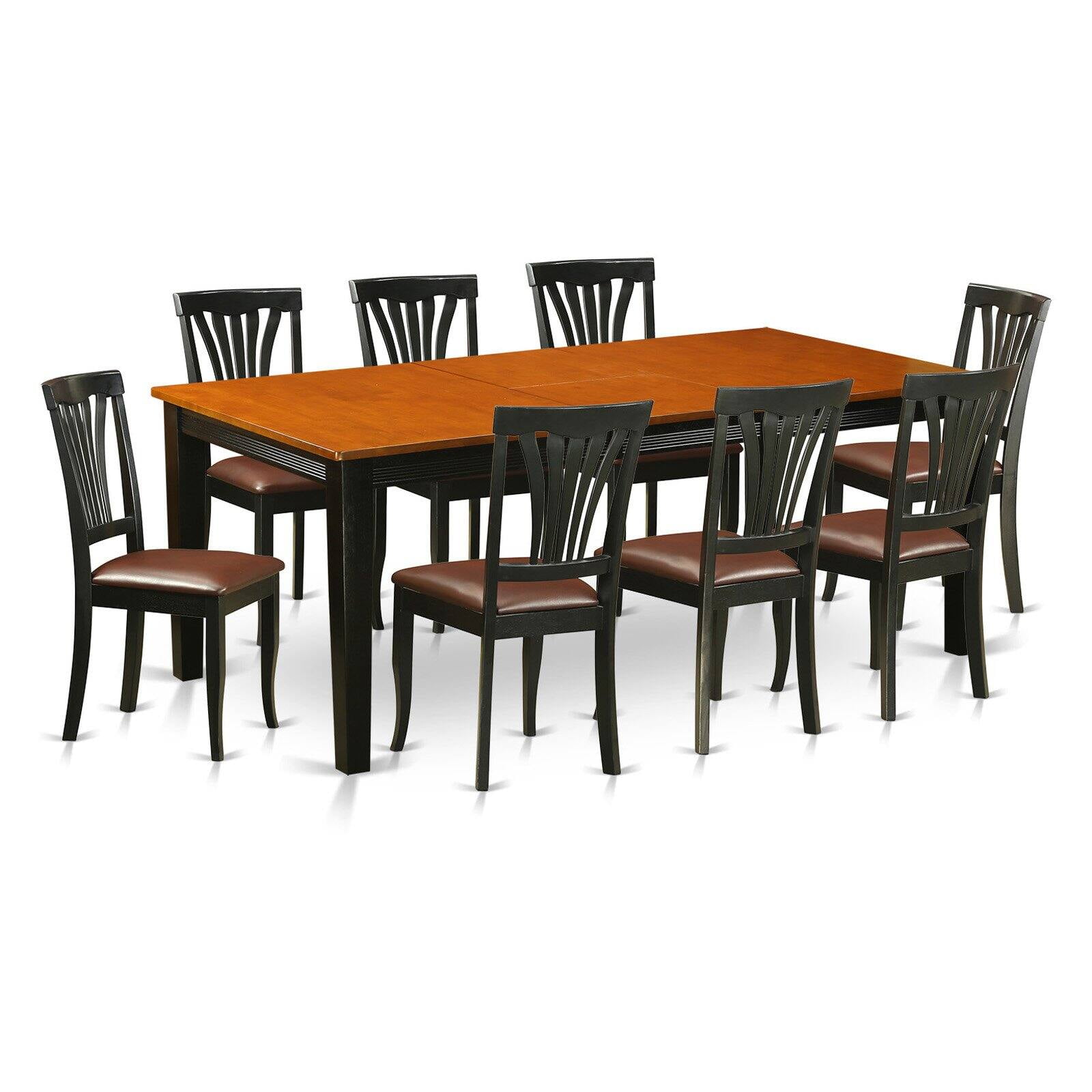 East West Furniture Quincy 9Piece Lath Back Dining Table Set