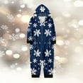 thumbnail image 2 of Bysome Christmas Pjs For Family Boys Girls Christmas Pajamas Long Sleeve Snowflake Print Onesie With Hooded Fall Winter Sleepwear,Blue,Size 2-3 Years, 2 of 6