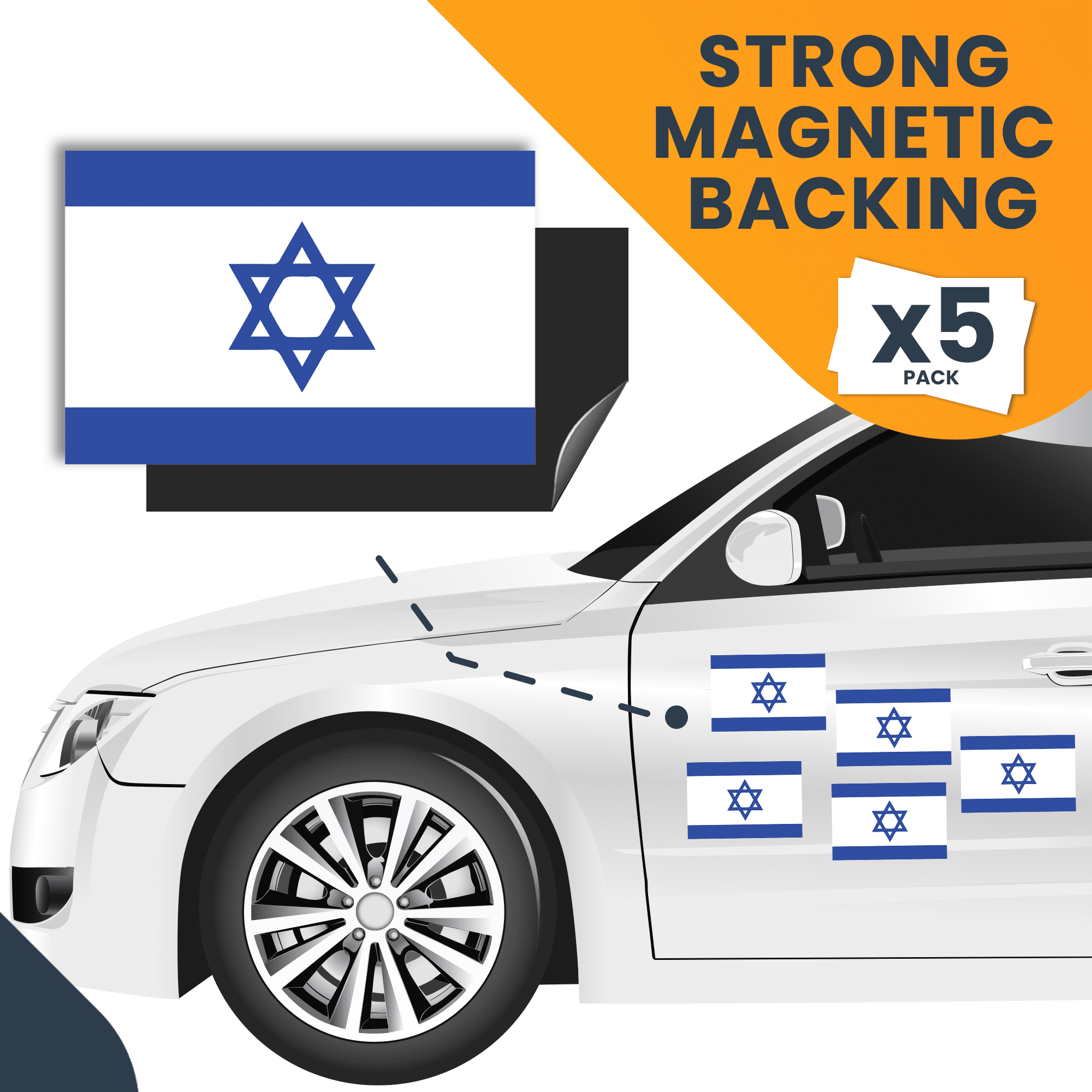 Magnet Me Up Israel Israeli Flag Magnet Decal, 4x6 Inches, 5 Pack, BLU and WHT