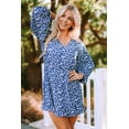 thumbnail image 4 of ABPHQTO Vestido túnica floral azul cielo azul/azul/albaricoque con cuello en V y mangas farol para mujer, 4 of 5