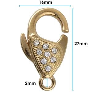 The Beadsmith Lobster Claw Clasp - Gold Color, 27 x 16 mm, for 1 Strand Designs, 1pc