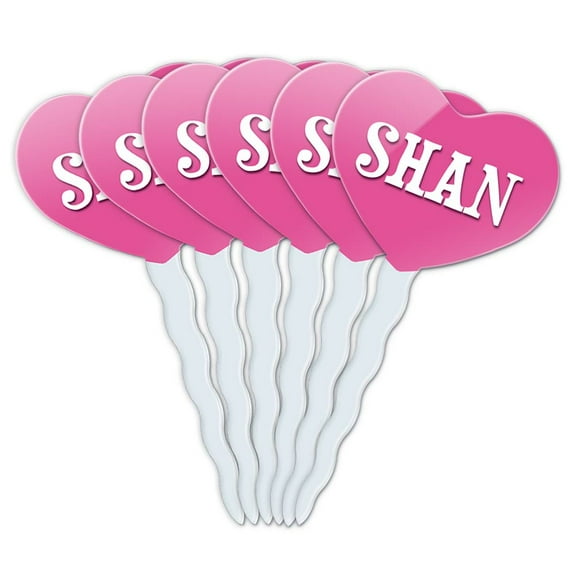 Shan Heart Love Cupcake Picks Toppers - Set of 6