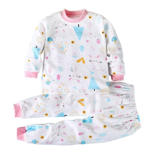 Curenmufel Pyjama pour Bébé 2 Pcs à Manches Longues Ensembles de Pyjamas pour Petits Garçons Coton Pyjamas à Manches Longues 2T 3T (Rose,2-3 Ans)