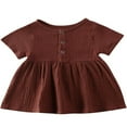 thumbnail image 1 of Robe pour Bébé Fille à Manches Courtes, Col Boutonné, Robe Décontractée, 1 of 6