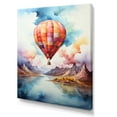 thumbnail image 2 of Designart "Watercolor Balloon Amidst Mountain Splendor" Hot Air Balloon Wall Art Living Room, 2 of 7
