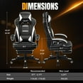thumbnail image 3 of Gaming Chair, Ergonomic Office Computer Chair with Footrest, 350Lb Heavy Duty for Adults, High Back Lumbar Support, Swivel Seat, Recliner(White), 3 of 7