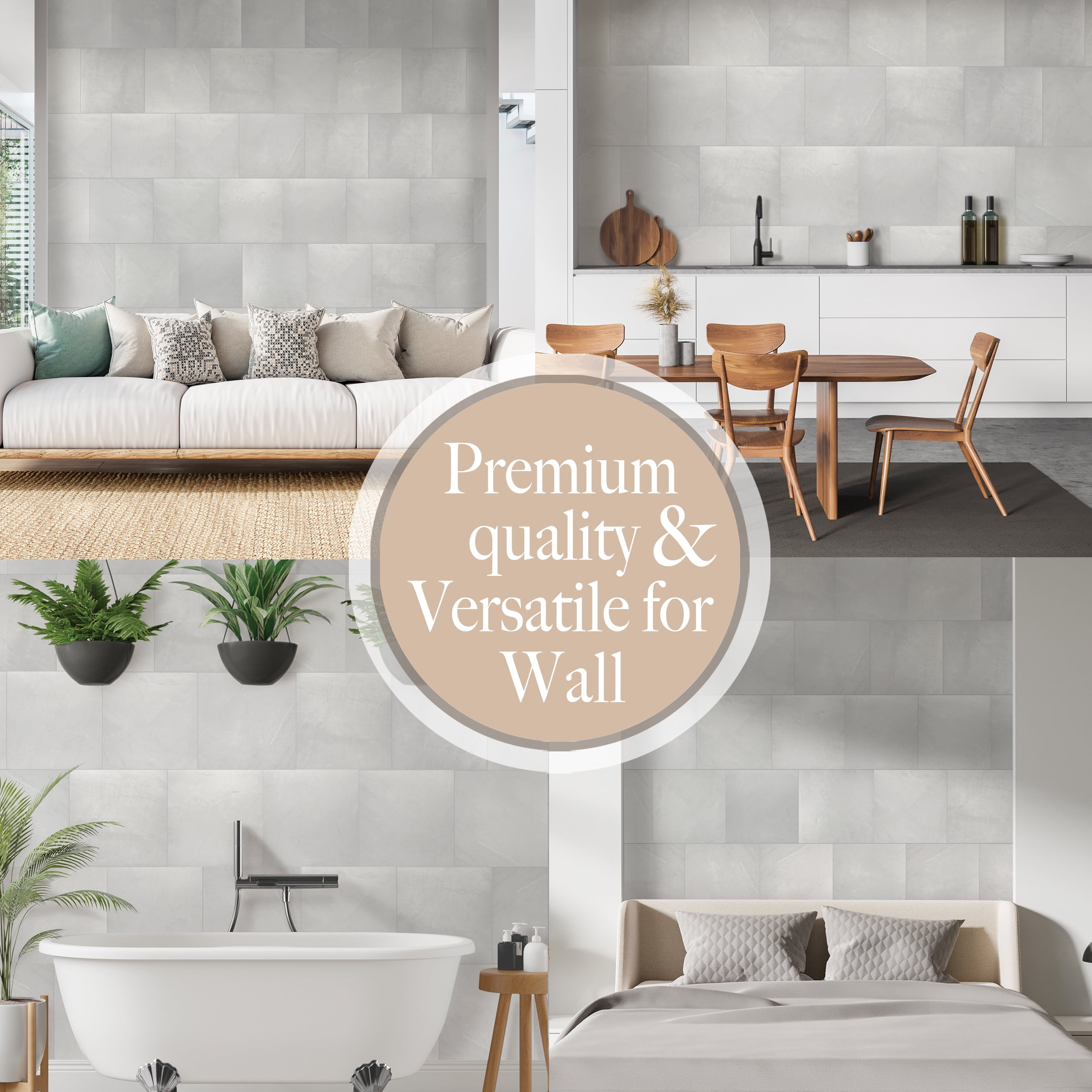 Con-Tact Brand 12" x 12" Pearl Marble Wall Tiles Decorative Self Adhesive Backsplash Texture Tile, for Indoor Bathroom 12 Piece