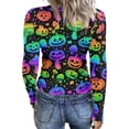 thumbnail image 6 of IYYVV Halloween Shirts for Women 2026 Long Sleeve Crewneck Slim Fitted Basic Tees Funny Ghost Pumpkin Graphic Ribbed Shirt Multicolor M, 6 of 6