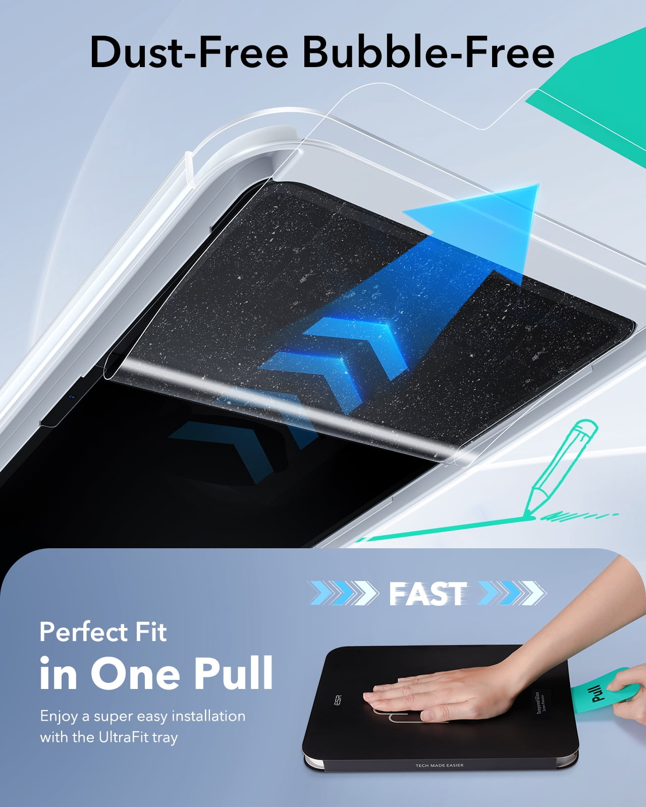 ESR Paper-Feel Screen Protector Compatible with iPad (A16) 11th/10th Gen(11/10.9 Inch, 2025/2022), 9H Matte Tempered Glass with UltraFit Tray, Anti-Glare, Write & Draw Like on Paper, 2 Pack