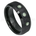 thumbnail image 1 of Semi-Dome Black Tungsten Ring - 0.21ctw Alexandrite 3-stone Band - Personalized Tungsten Wedding Ring - Custom Made June Birthstone Ring TN697BS, 1 of 1