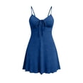 thumbnail image 5 of NominalSnug Dresses for Women Spaghetti Strap Sleeveless Mini Dresses Lace up V Neck Babydoll Summer Dresses, 5 of 8