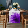 thumbnail image 2 of Purple Table Runner - 108 Inch Long, Kitchen Dining Table Runner Dresser Scarves, Boho Modern Floral Abstract Ombre Leaf White Farmhouse Decor for Coffee Tables Wedding Party Banquet, 2 of 8