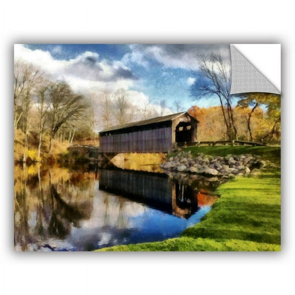 ArtWall Kevin Calkins "Covered Bridge Reflections" ArtAppealz Removable Wall Art