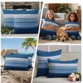 thumbnail image 4 of Outdoor Pillow Covers 26x26 Set of 2, Blue Ombre Stripe Waterproof Patio Throw Pillow Covers for Couch Sofa Chair, Farmhouse Striped Modern Abstract Art Decorative Pillowcases for Throw Pillows, 4 of 9