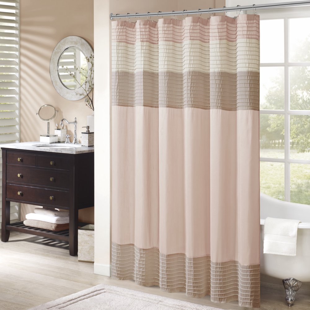 Home Essence Salem Faux Silk Shower Curtain, Blush, 72x72" Walmart