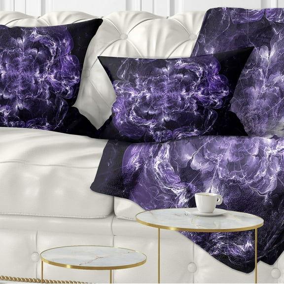 Designart Fractal Purple Flower Explosion - Floral Throw Pillow - 12x20