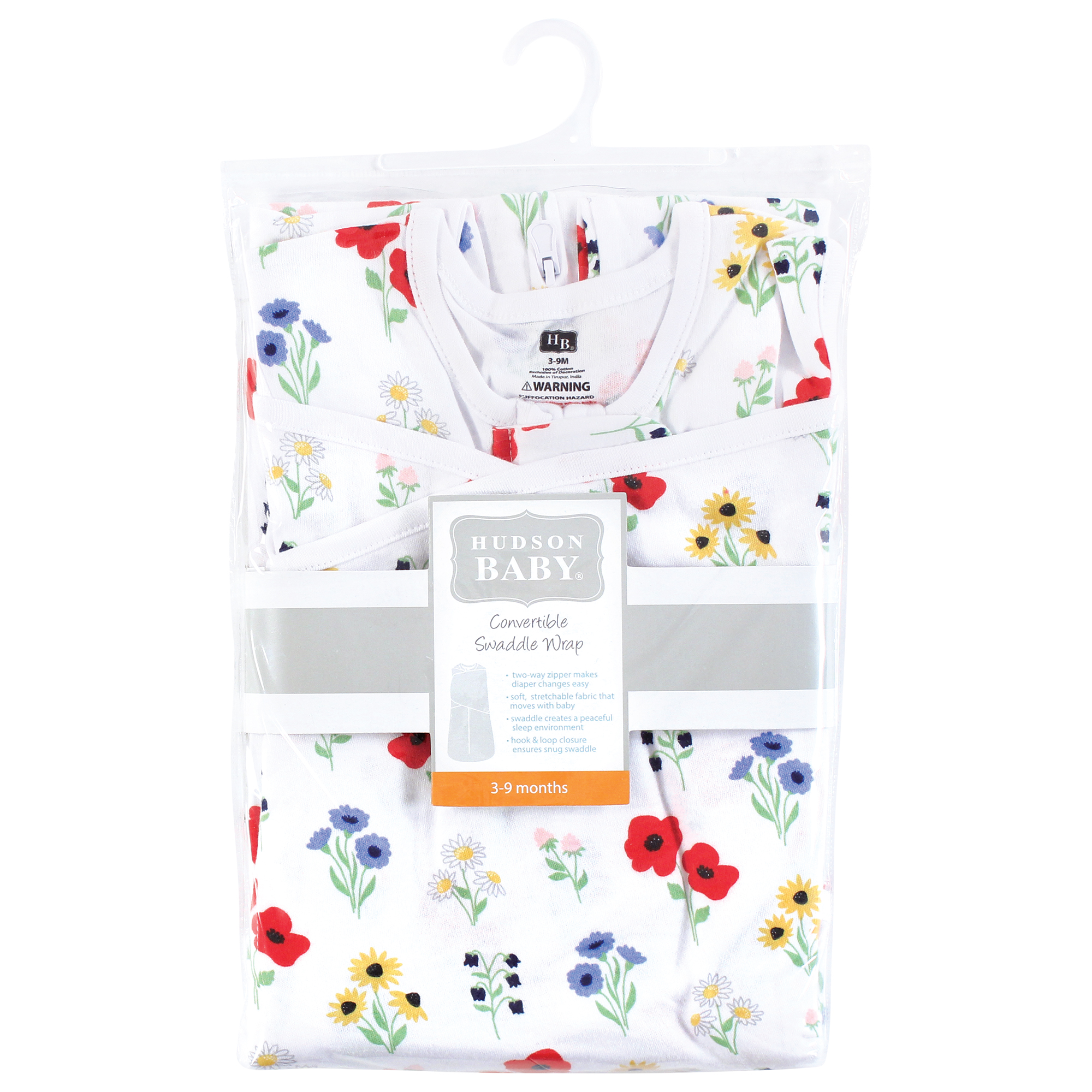 Hudson Baby Infant Girl Convertible Swaddle Sleep Sack, Wildflower, 0-3 Months