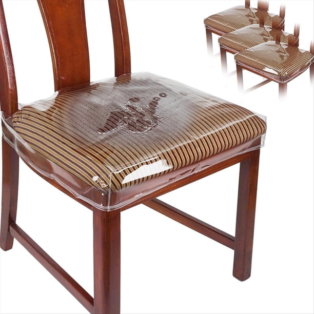 Fundas de Plástico para Sillas, Fundas de Plástico para Sillas de Comedor, Protector de Silla de Vinilo, Impermeable para Cojines, Diseño de Gatos (Paquete de 4)