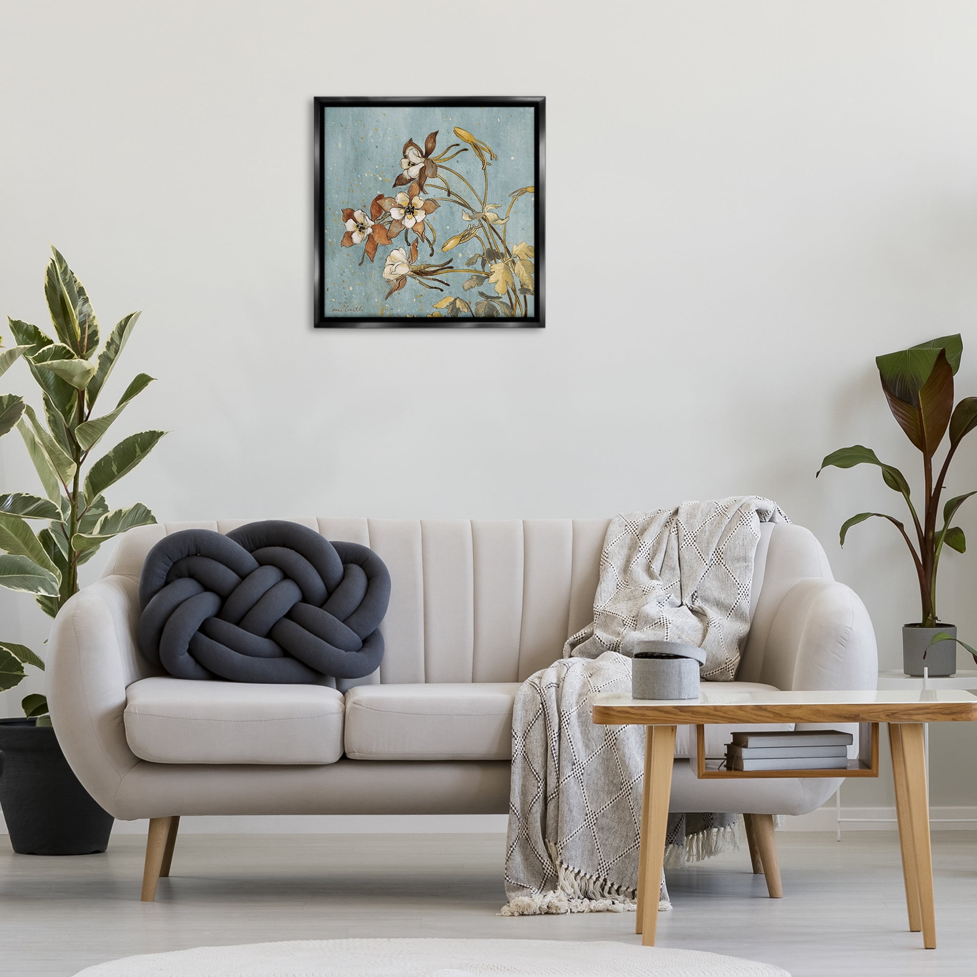 Stupell Industries Rustic Blooming Buds Botanical & Floral Painting Black Floater Framed Canvas Art Print Wall Art, 25 x 25