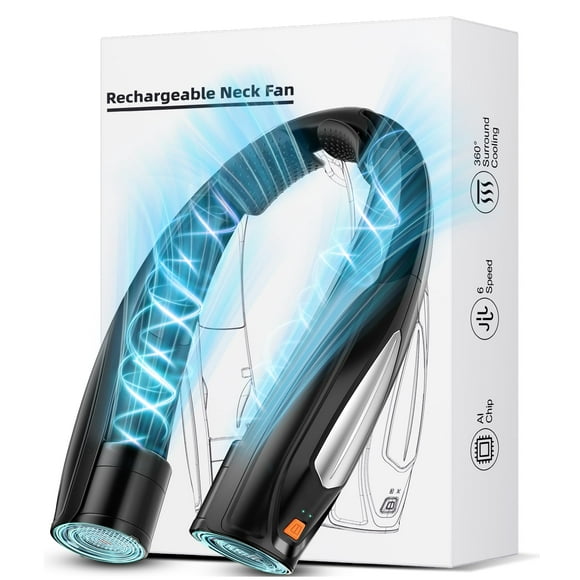 Ventilador de cuello Hionly AI, batería recargable de 6000 mAh, 6 velocidades