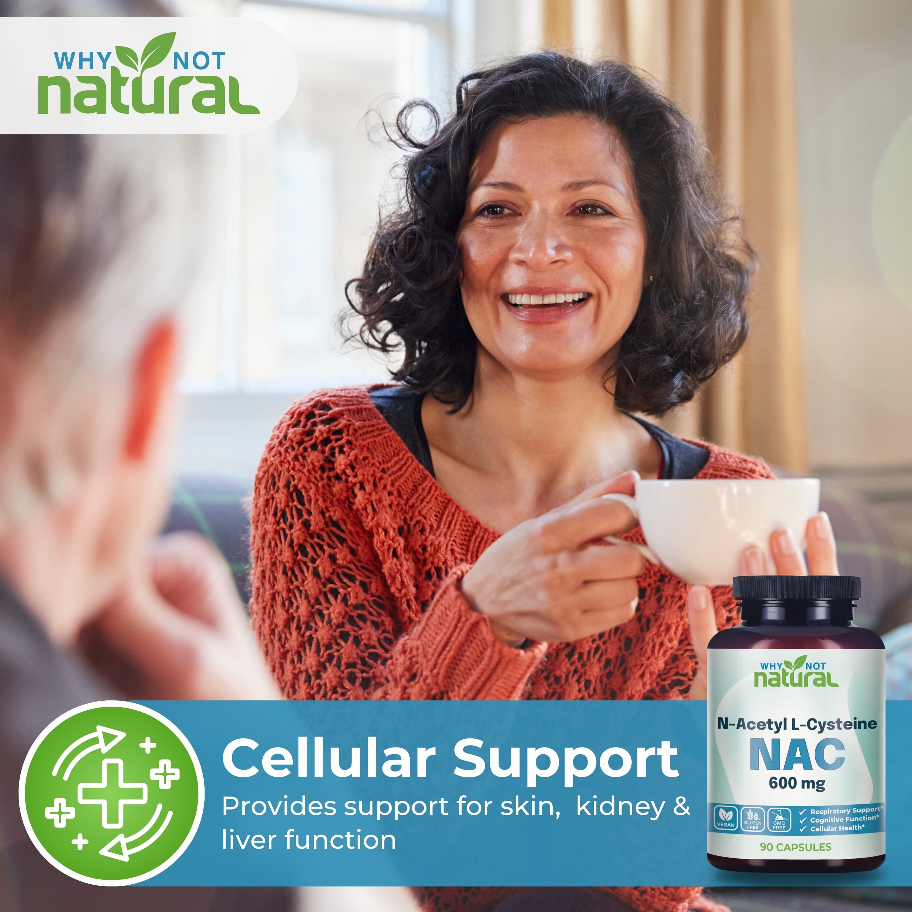Why Not Natural NAC Supplement 600 mg, N-Acetyl Cysteine Capsules, Pure N-Acetylcysteine, No Filler