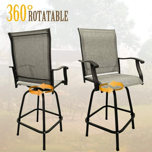 Fufu Gaga Bar Stools Outdoor Kitchen Height Patio Chairs Padded Sling Fabric All Weather Furniture 2 Pack Com - Sling Bar Height Patio Chairs