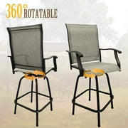 FUFU&GAGA Bar Stools Outdoor Kitchen Bar Height Patio Chairs Padded Sling Fabric, All-Weather Patio Furniture, 2 Pack