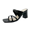 thumbnail image 2 of VerPetridure Women's Sandals Square Head And One Broadband Summer Mid-heel Beach Slippers For Outer Wear, 2 of 8