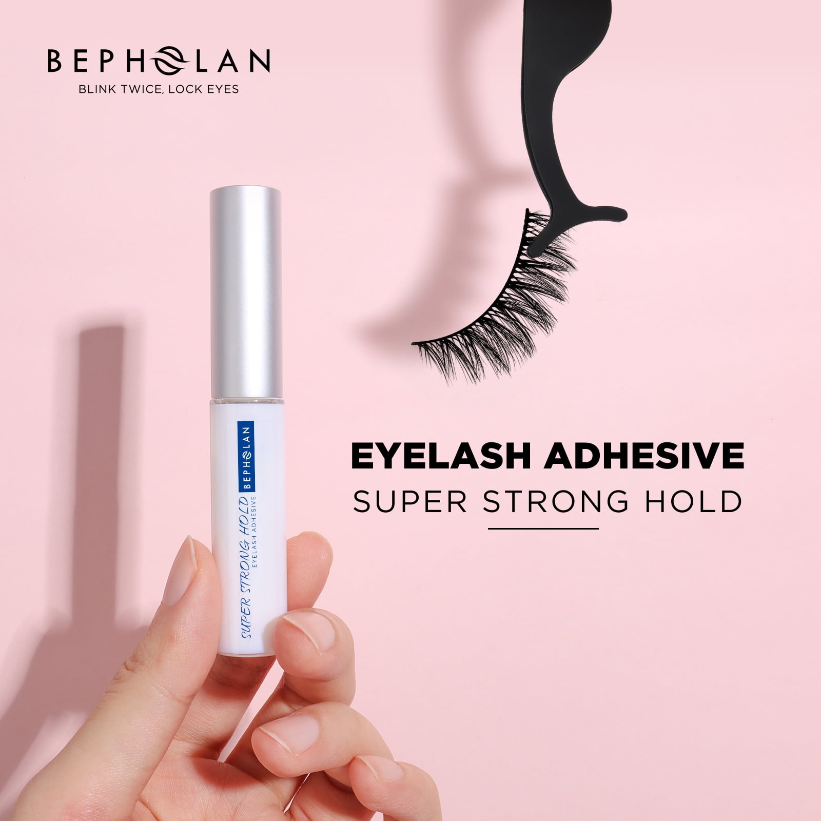 BEPHOLAN Eyelash Glue Clear, Super Strong Hold for False Eyelashes